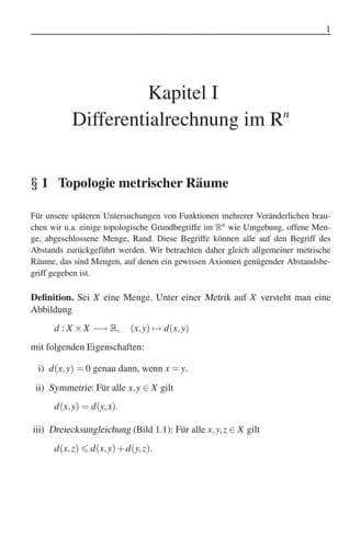 Analysis 2 Differentialrechnung im IRn, gewöhnliche Differentialgleichungen