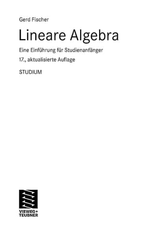 Lineare Algebra Eine Einführung für Studienanfänger