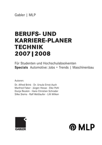 Gabler | MLP Berufs- und Karriere-Planer Technik 2007|2008 Für Studenten und Hochschulabsolventen