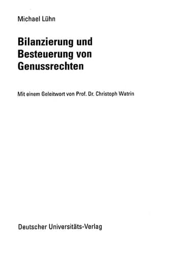 Bilanzierung und Besteuerung von Genussrechten