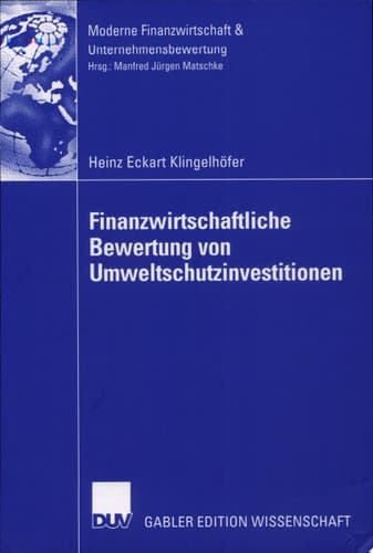 Finanzwirtschaftliche Bewertung von Umweltschutzinvestitionen