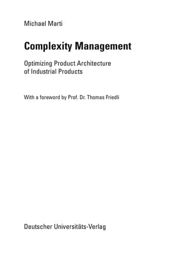 Complexity Management: Optimizing Product Architecture of Industrial Products
