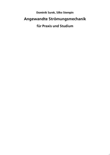 Angewandte Strömungsmechanik für Praxis und Studium