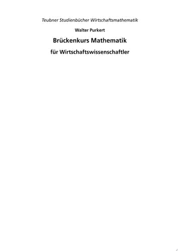 Brückenkurs Mathematik für Wirtschaftswissenschaftler