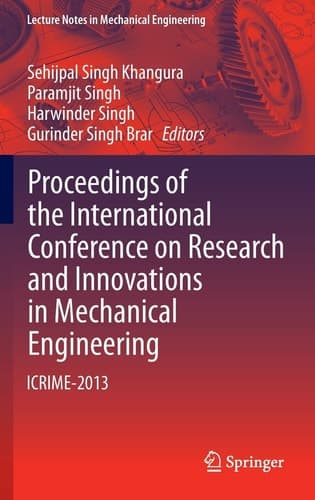 Proceedings of the International Conference on Research and Innovations in Mechanical Engineering ICRIME-2013