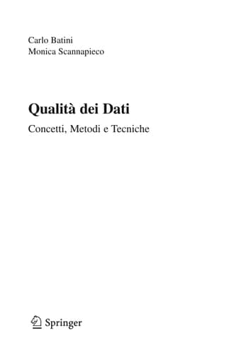 Qualità dei Dati Concetti, Metodi e Tecniche