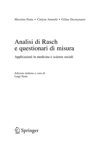 Analisi di Rasch e questionari di misura Applicazioni in medicina e scienze sociali