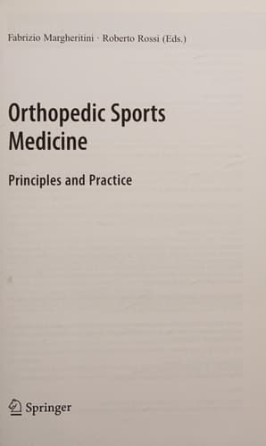 Orthopedic Sports Medicine Principles and Practice