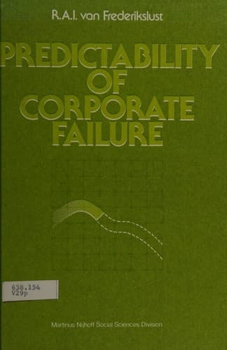 Predictability of corporate failure Models for prediction of corporate failure and for evalution of debt capacity