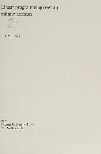Linear programming over an infinite horizon (Tilburg Studies in Economics, 8)