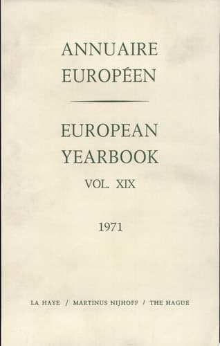 European Yearbook / Annuaire Europeen 1971