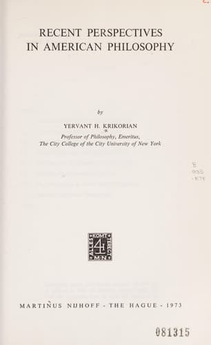 Recent Perspectives in American Philosophy