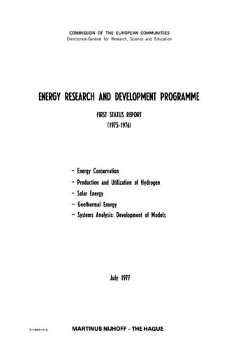 Energy Research and Development Programme First Status Report (1975–1976)