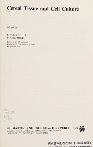 Cereal Tissue and Cell Culture (Advances in Agricultural Biotechnology, 15)