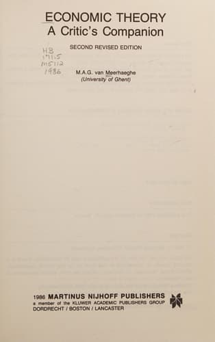 Economic Theory: A Critic’s Companion