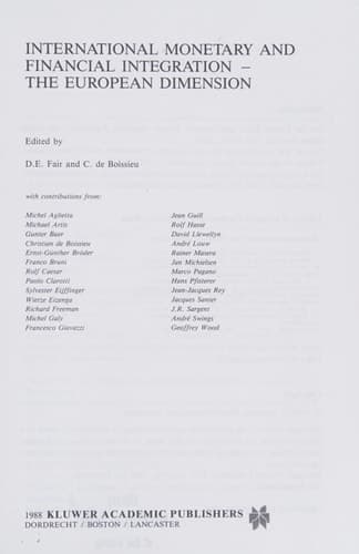 International Monetary and Financial Integration ― The European Dimension (Financial and Monetary Policy Studies)