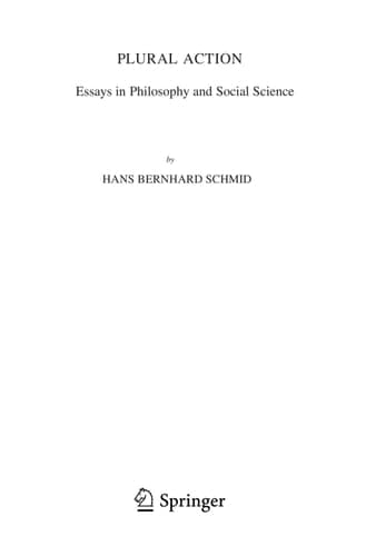 Plural Action Essays in Philosophy and Social Science