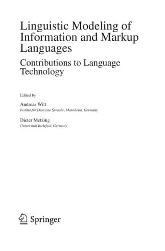 Linguistic Modeling of Information and Markup Languages Contributions to Language Technology