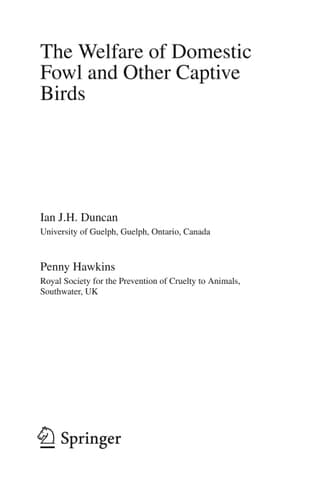The Welfare of Domestic Fowl and Other Captive Birds
