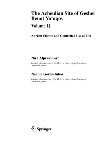 The Acheulian Site of Gesher Benot Ya’aqov Volume II Ancient Flames and Controlled Use of Fire
