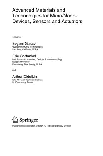 Advanced Materials and Technologies for Micro/Nano-Devices, Sensors and Actuators