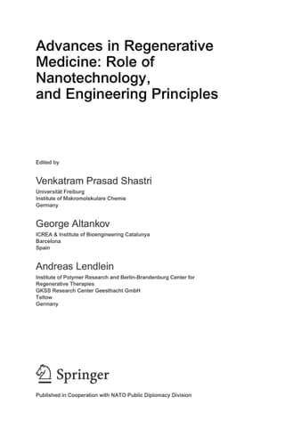 Advances in Regenerative Medicine: Role of Nanotechnology, and Engineering Principles