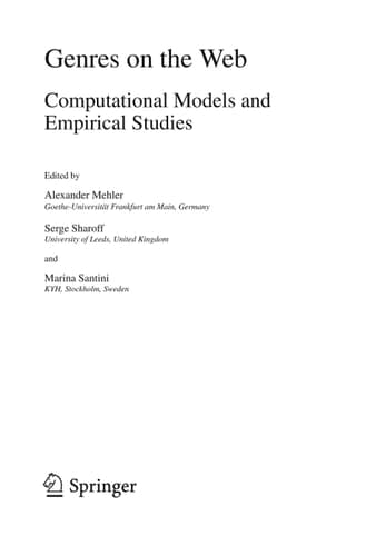 Genres on the Web Computational Models and Empirical Studies