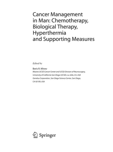 Cancer Management in Man: Chemotherapy, Biological Therapy, Hyperthermia and Supporting Measures