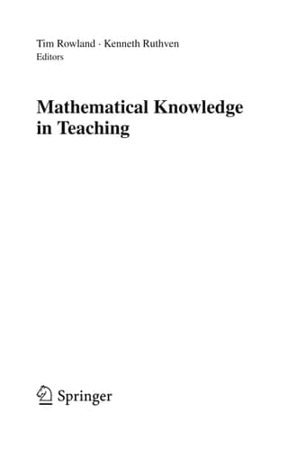 Mathematical Knowledge in Teaching