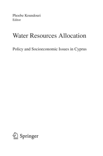 Water Resources Allocation Policy and Socioeconomic Issues in Cyprus