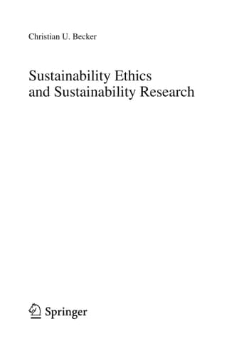 Sustainability Ethics and Sustainability Research