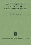 More Contributions and Notes to a New Campbell Edition