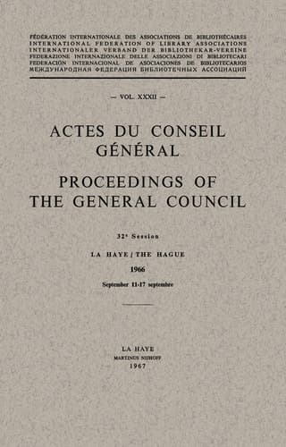 Actes du Conseil Général / Proceedings of the General Council Vol. XXXII