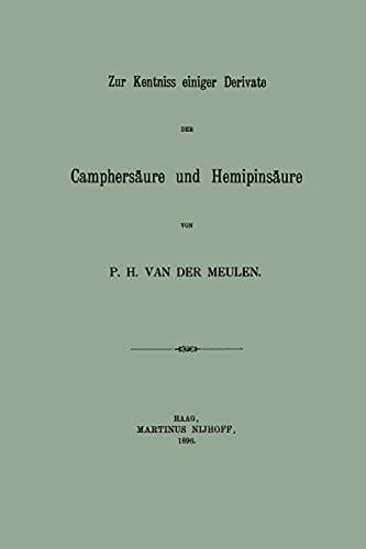Zur Kentniss einiger Derivate der Camphersäure und Hemipinsäure Inaugural-Dissertation zur Erlangung der Doktorwürde der Philosophischen Facultät zu Basel